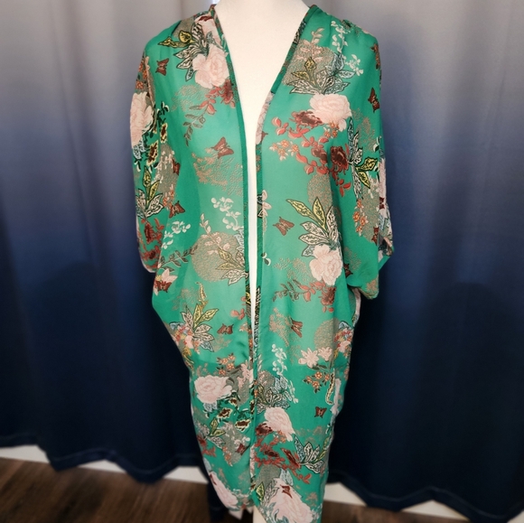 Green chiffon kimono - Picture 1 of 6